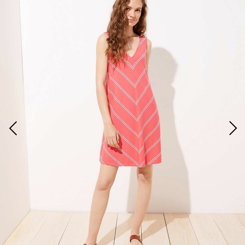 Loft Striped Double V Swing Dress